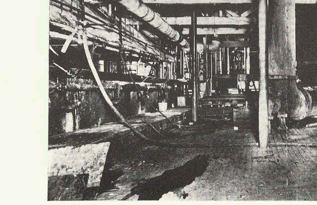 Photo inside a 1908 sugar refinery.