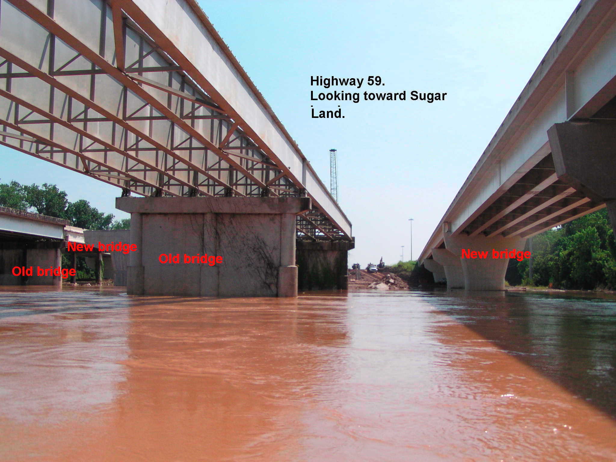 With the new bridge open, the old bridge is being rebuilt.