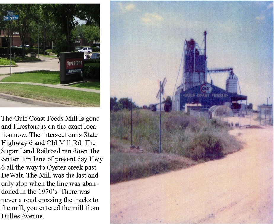 Old Mill Rd. in Missouri City, Texas on the left, The Gulf Coast Mill [old mill] on the right.